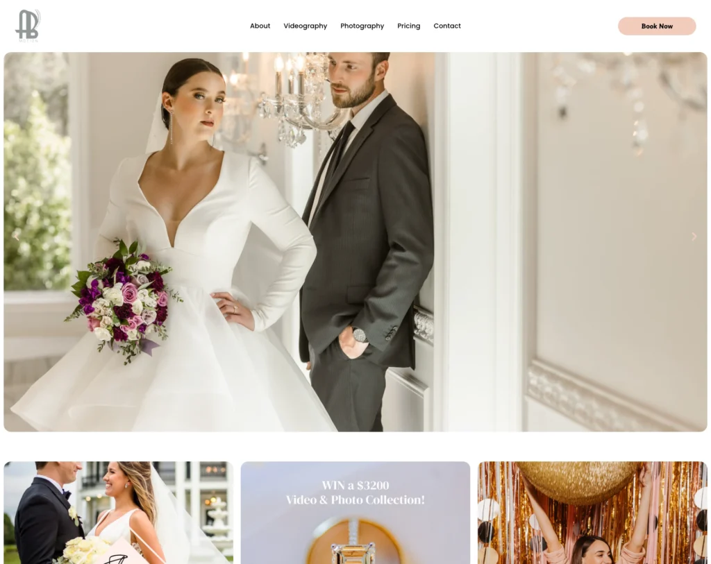 AB Motion wedding photography and videography website designed by Stack Decode