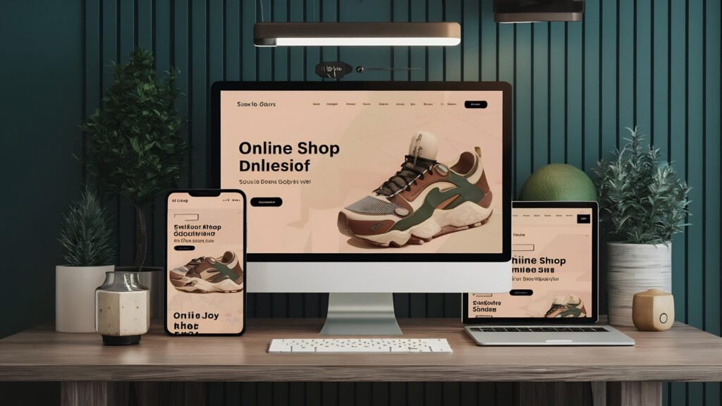 e-commerce website design on mobile and desktop for online store