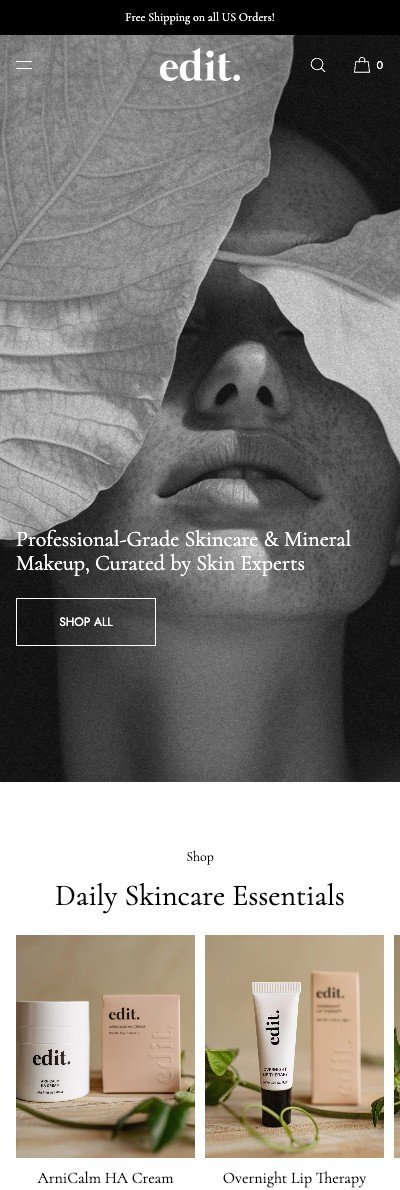 EditCosmetics Shopify store on mobile device set up by Stack Decode India