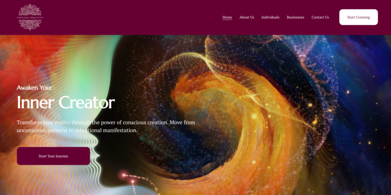 Wellness coach website design Squarespace homepage for Conscious Creativity