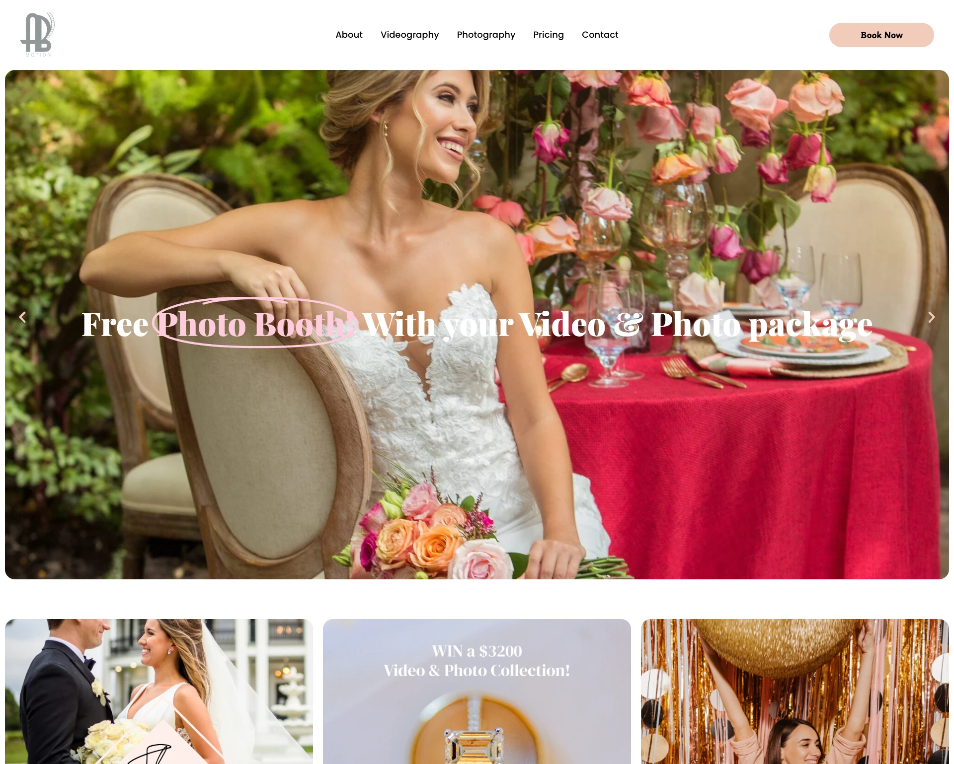 AB Motion wedding photography website design by Stack Decode, Houston USA