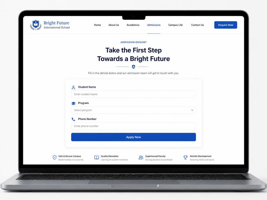 admission enquiry form built with education website design services