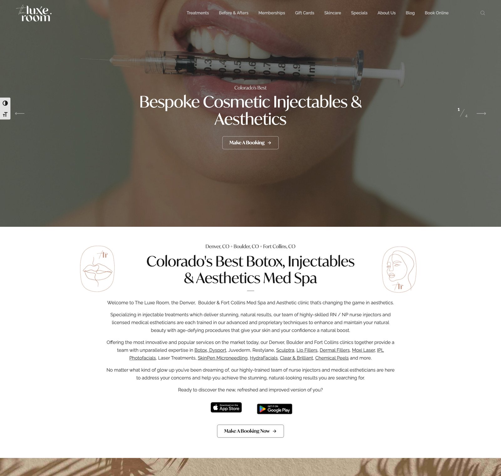 The Luxe Room medical spa website maintained and updated by Stack Decode