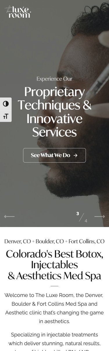 The Luxe Room med spa website on mobile device by Stack Decode India