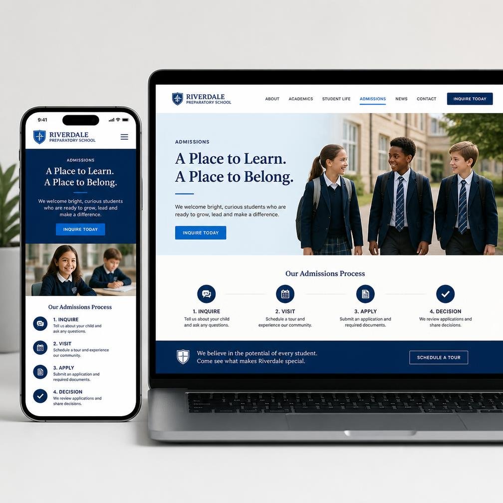 mobile responsive education website design services on smartphone and laptop