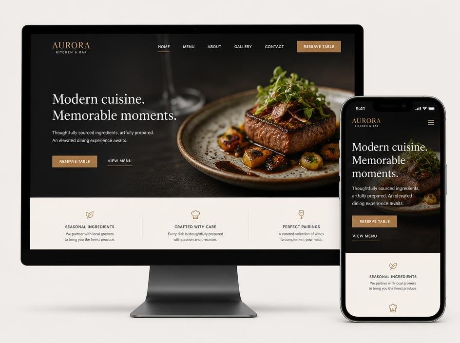 restaurant website design on mobile and desktop by Stack Decode India