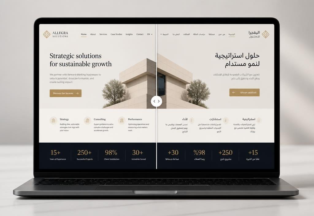 bilingual Arabic and English website design with right-to-left layout for UAE businesses
