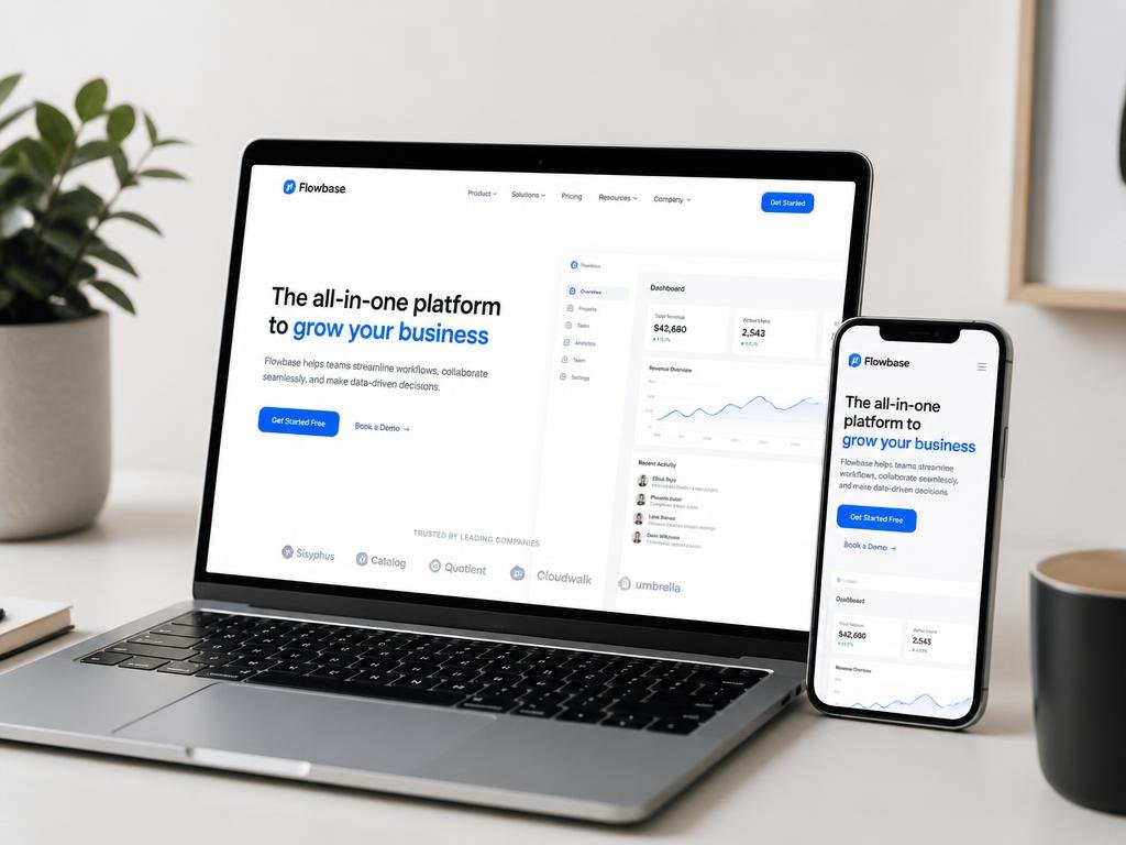 Responsive startup website mockup designed for Mohali companies on laptop and mobile