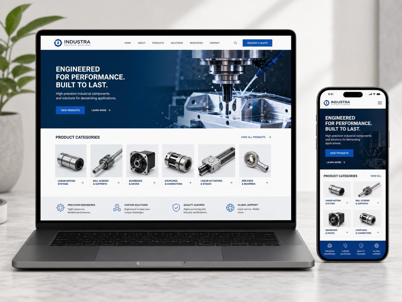 Responsive industrial and manufacturing company website mockup designed for Parwanoo businesses on laptop and mobile